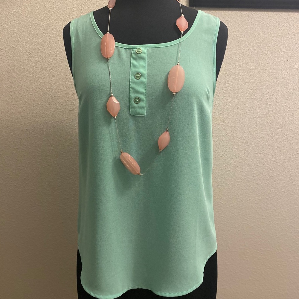 Mint lace-back blouse tank